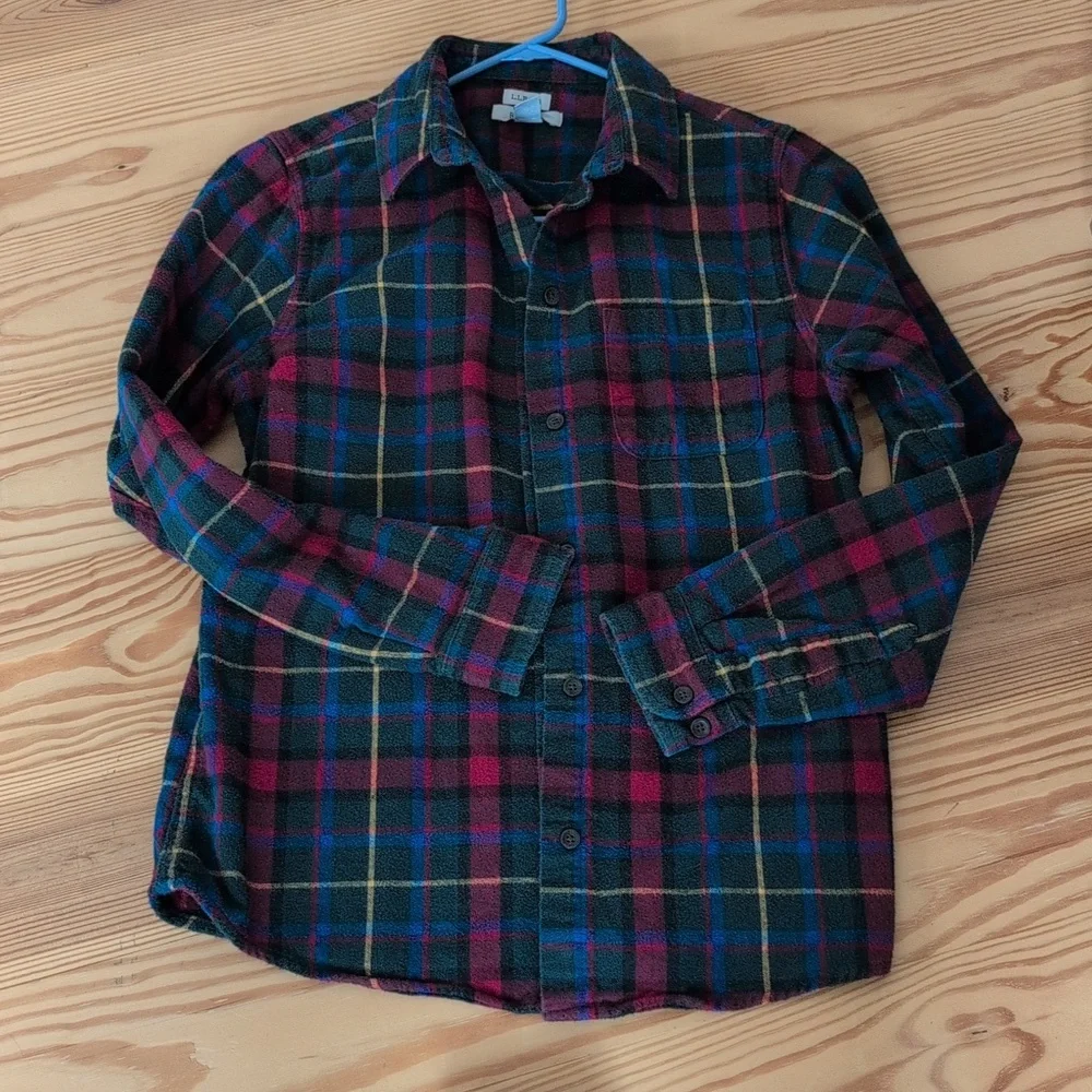 LL Bean Plaid Shirt and Matching Tote Bag Set - Picture 2 of 5